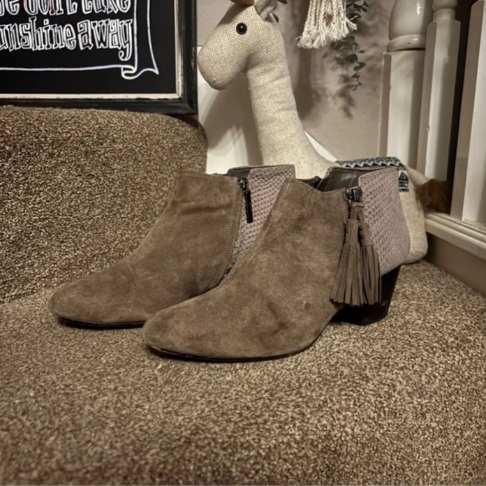 Clarks Suede Ankle Boots with Tassel